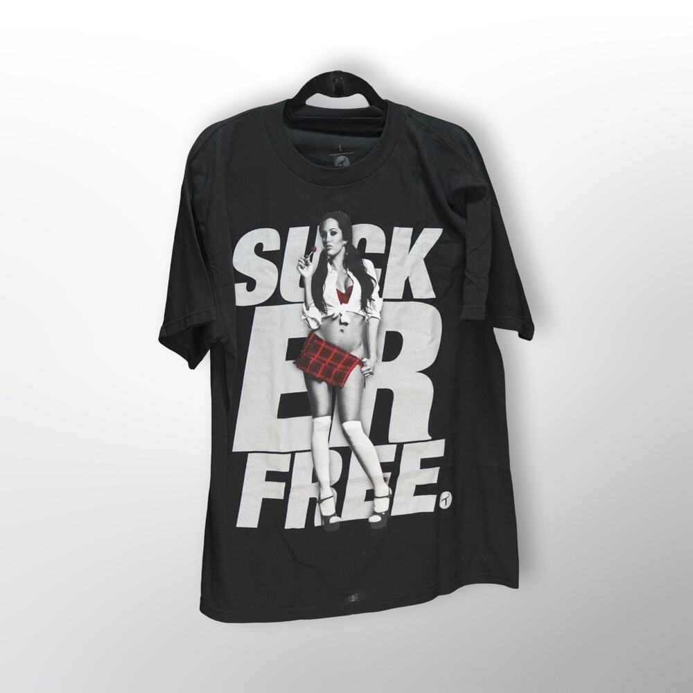 T.I.T.S. Two In The Shirt Sucker Free Tee Men's Large Black Streetwear NWOT